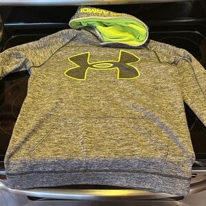 Under Armour Heather Gray Hoodie with Neon Yellow Logo